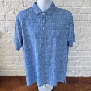 Bugatchi Blue Crosshatch Short-Sleeve Polo
